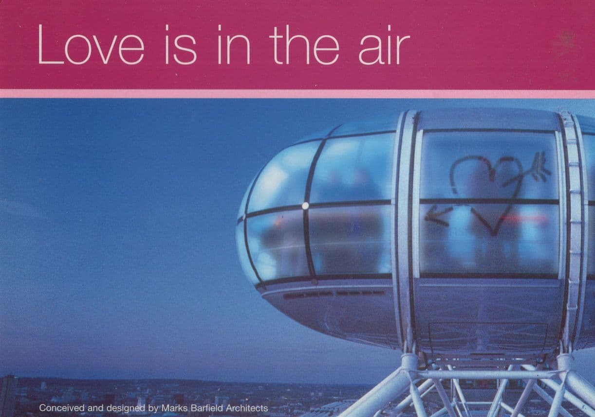 Valentines Day On London Eye Cupid Champagne Advertising Postcard