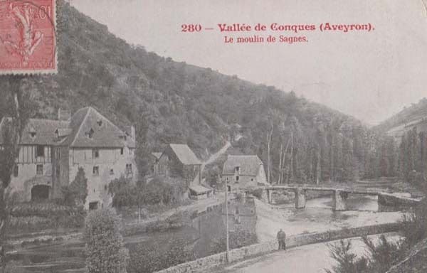 Vallee De Conques Aveyron Le Moulin De Sagnes Antique French France Old Postcard