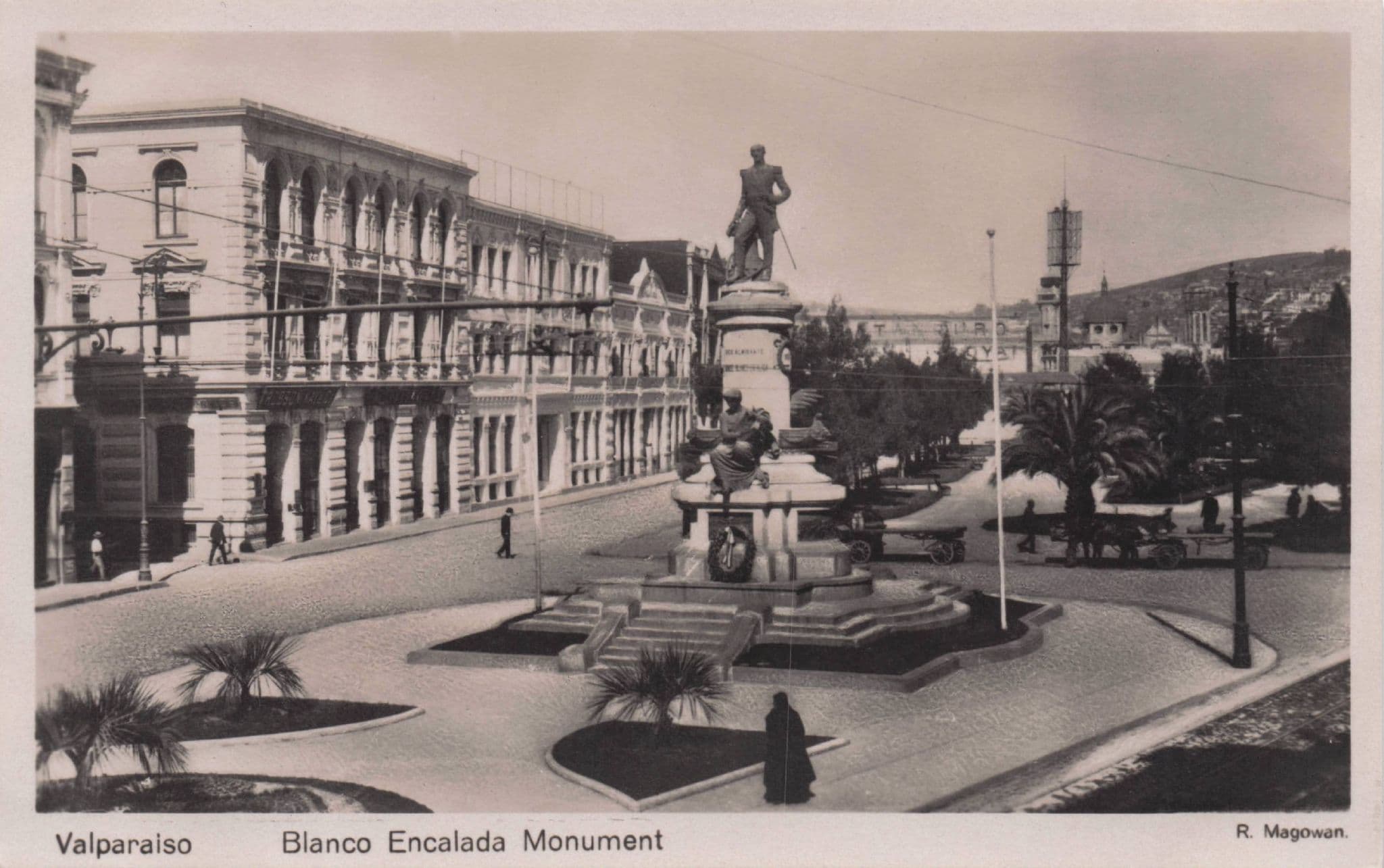 Valparaiso Bianco Encalada Monument Chile Old RPC Postcard