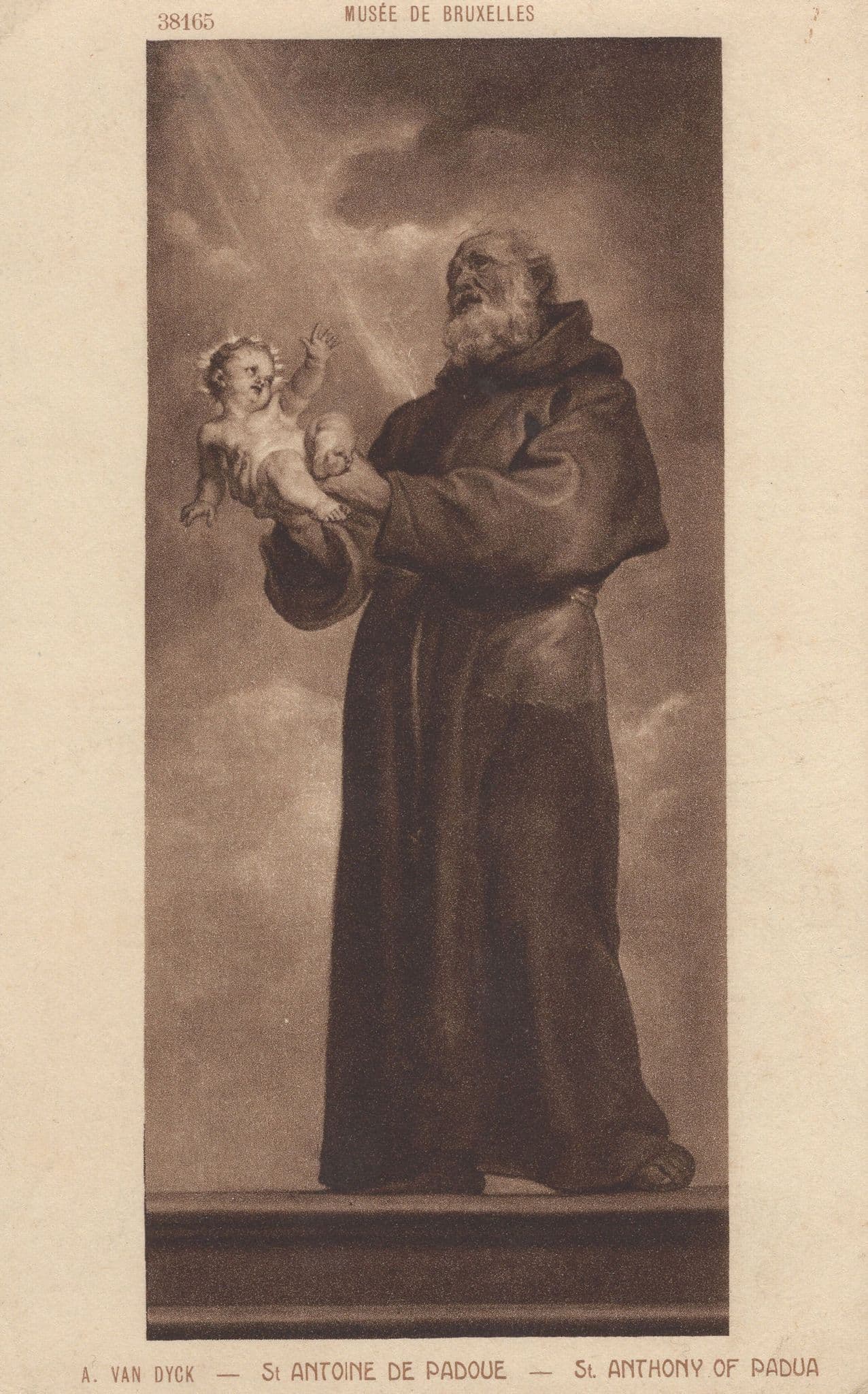 Van Dyck St Saint Antoine Anthony Old Painting Postcard