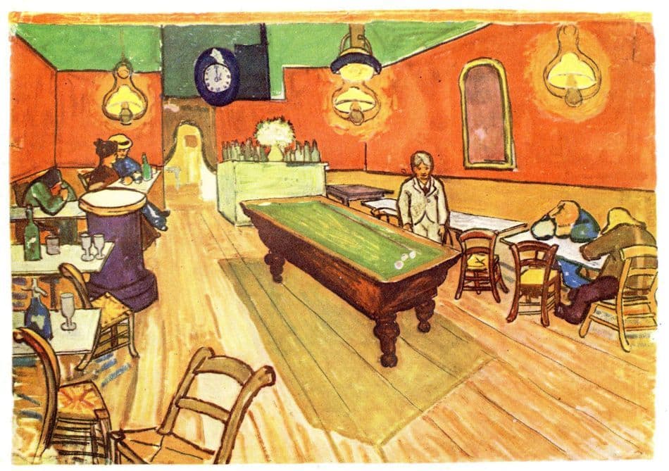 Van Gogh All Night Cafe Victorian Pool Snooker Table Painting Postcard