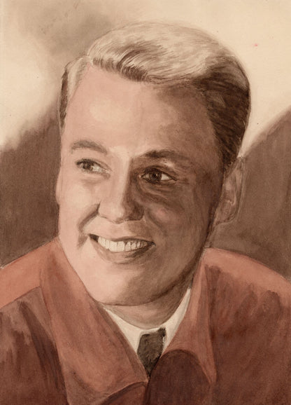 Van Johnson Hollywood Film Actor Vintage Large 9x7 Rare Hand Art Drawing