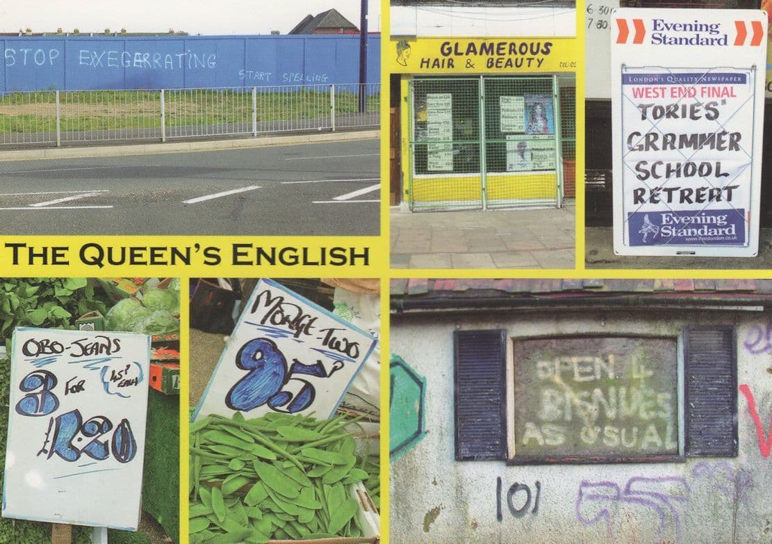 Vandalism Misprint Shop Signs Graffiti Queens English Comic Postcard