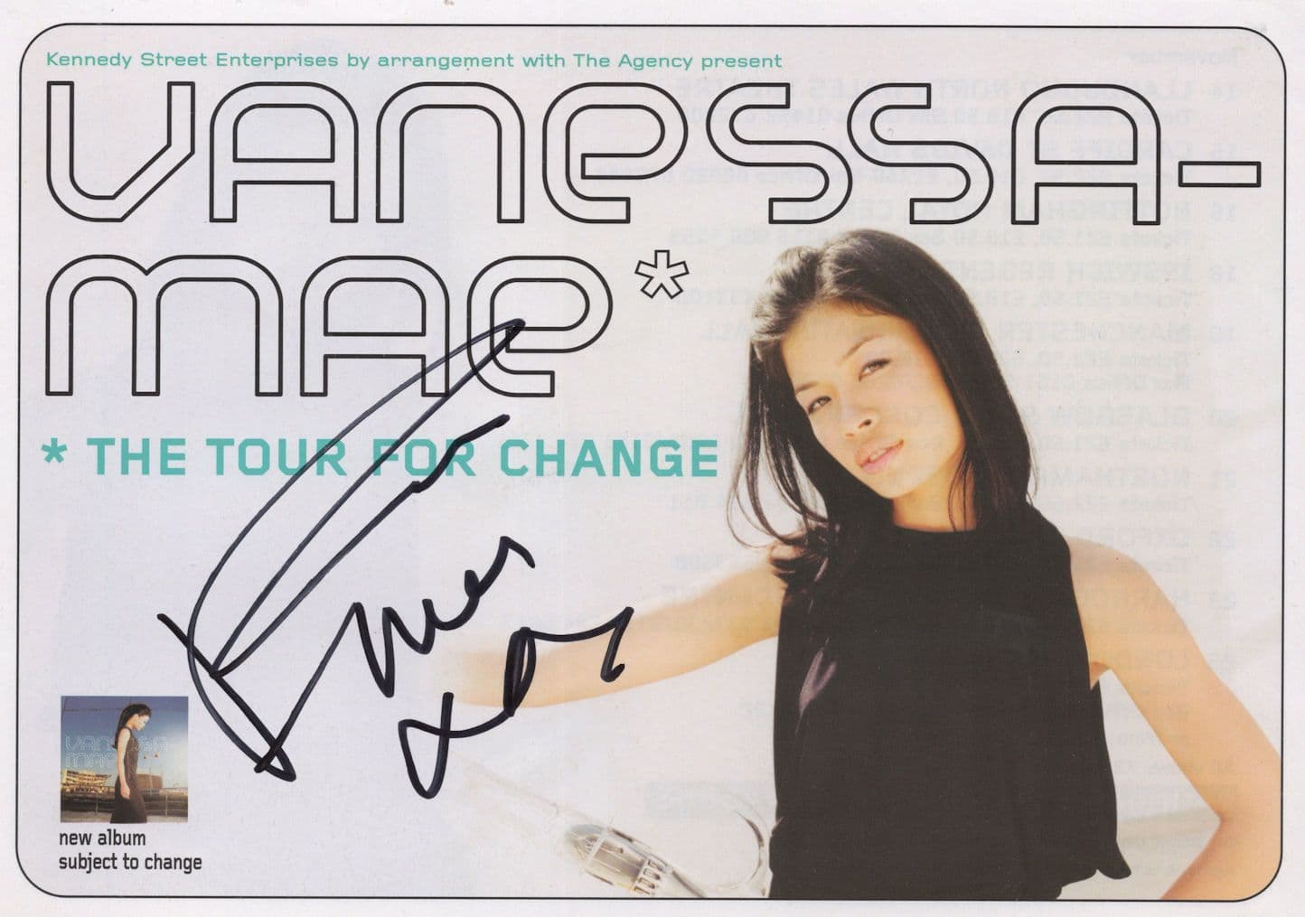 Vanessa Mae Singapore Rock Violinist Hand Signed Concert Flyer
