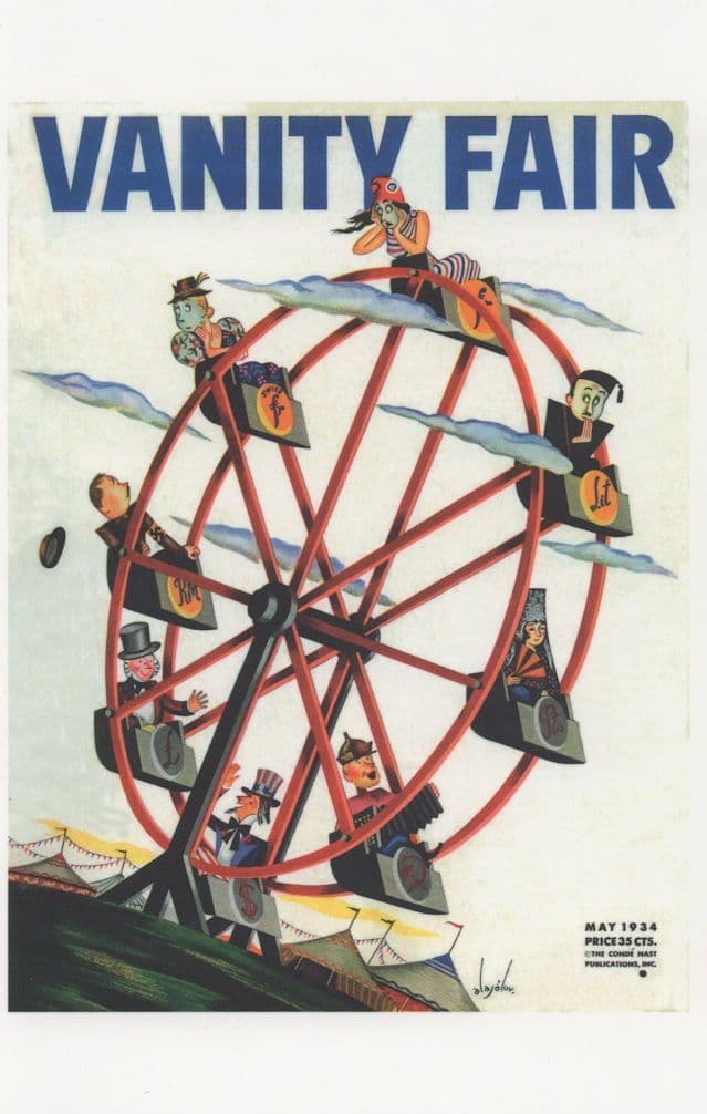 Vanity Fair Big Wheel Fairground 1934 Magazine Cover Postcard