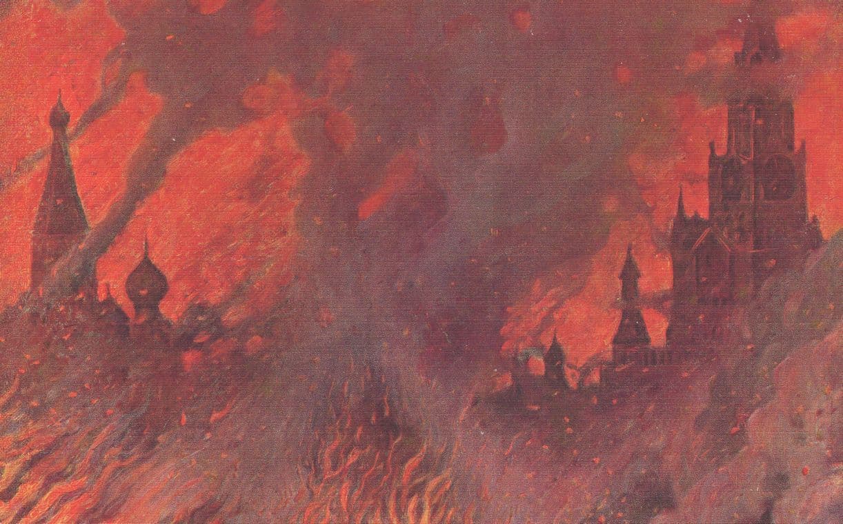 Vasily Vereshchagin Fire Russian Disaster Old Painting Postcard