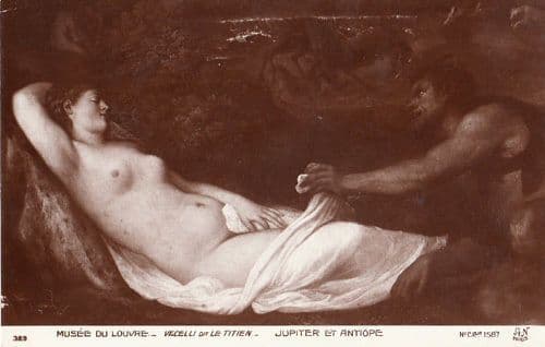 Vecelli Et La Titien Museum De Louvres Jupiter Antiope Antique Painting Postcard