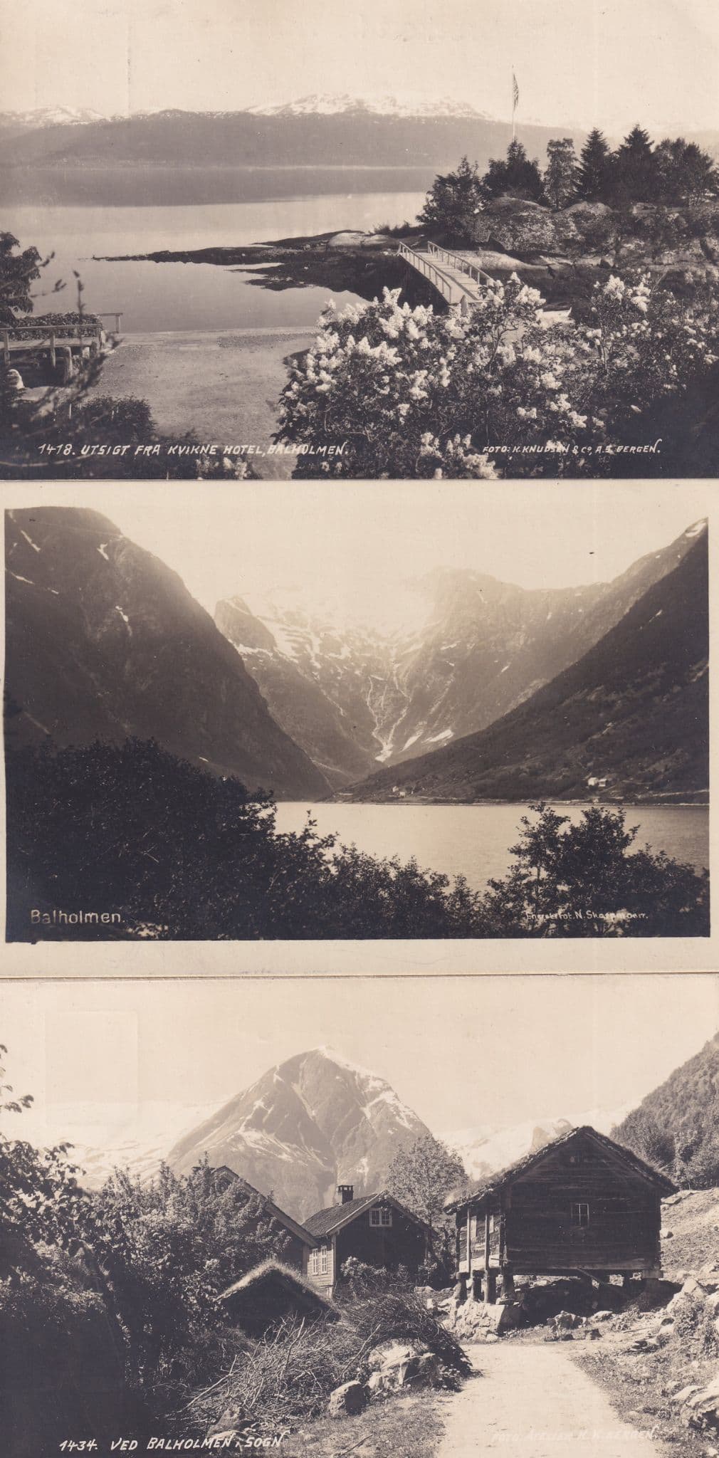 Ved Balholmen Hotel 3x Antique Norway Postcard s