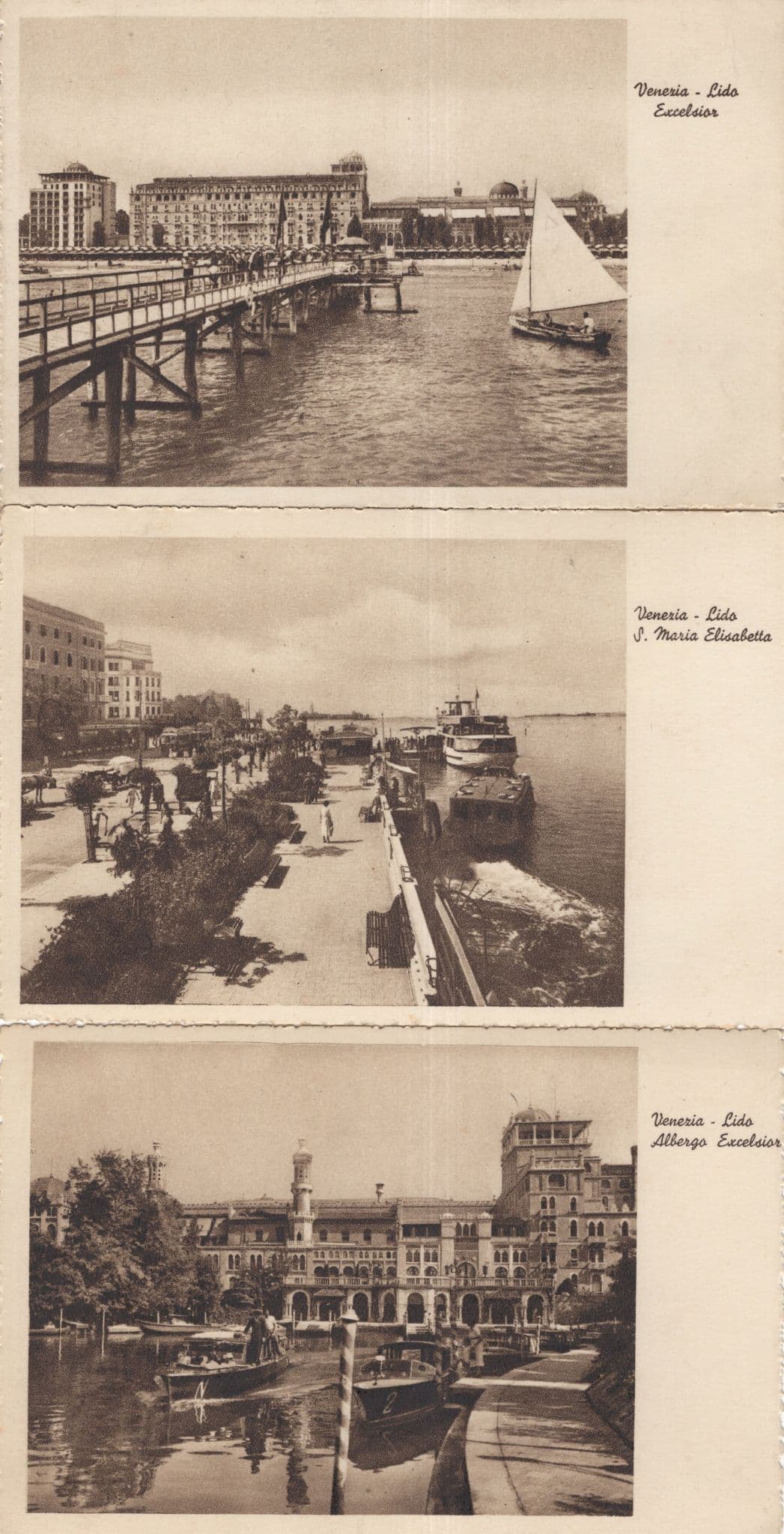 Venesia Lido Harbour Italian Lake Ship Antique 3x Postcard s