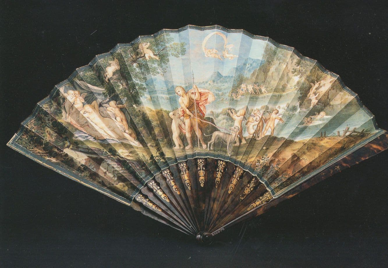 Venus & Adonis Venetian Italian Fan London V&A Museum Postcard
