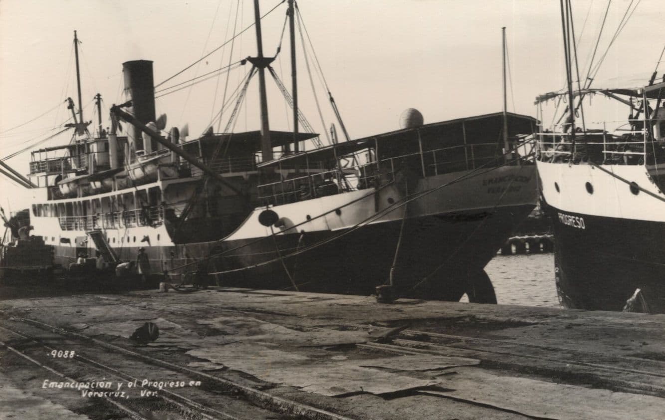 Veracruz Chile Emancipacion Progreso Ship Ferry Old Postcard