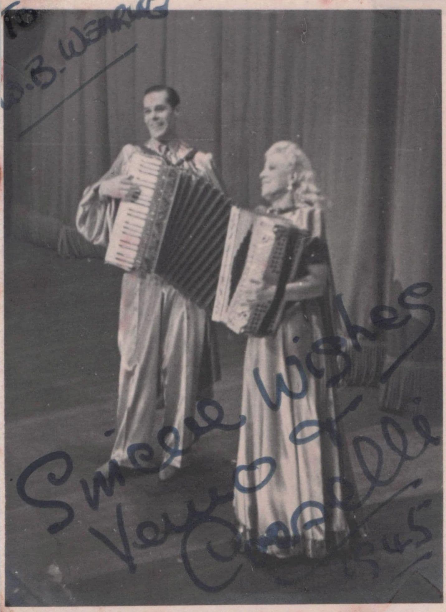 Verno & Casselli Accordion Music Hall Entertainers WW2 Hand Signed Photo