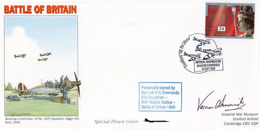 Vernon Simmonds RAF WW2 233 Squadron Battle Of Britain Hand Signed FDC