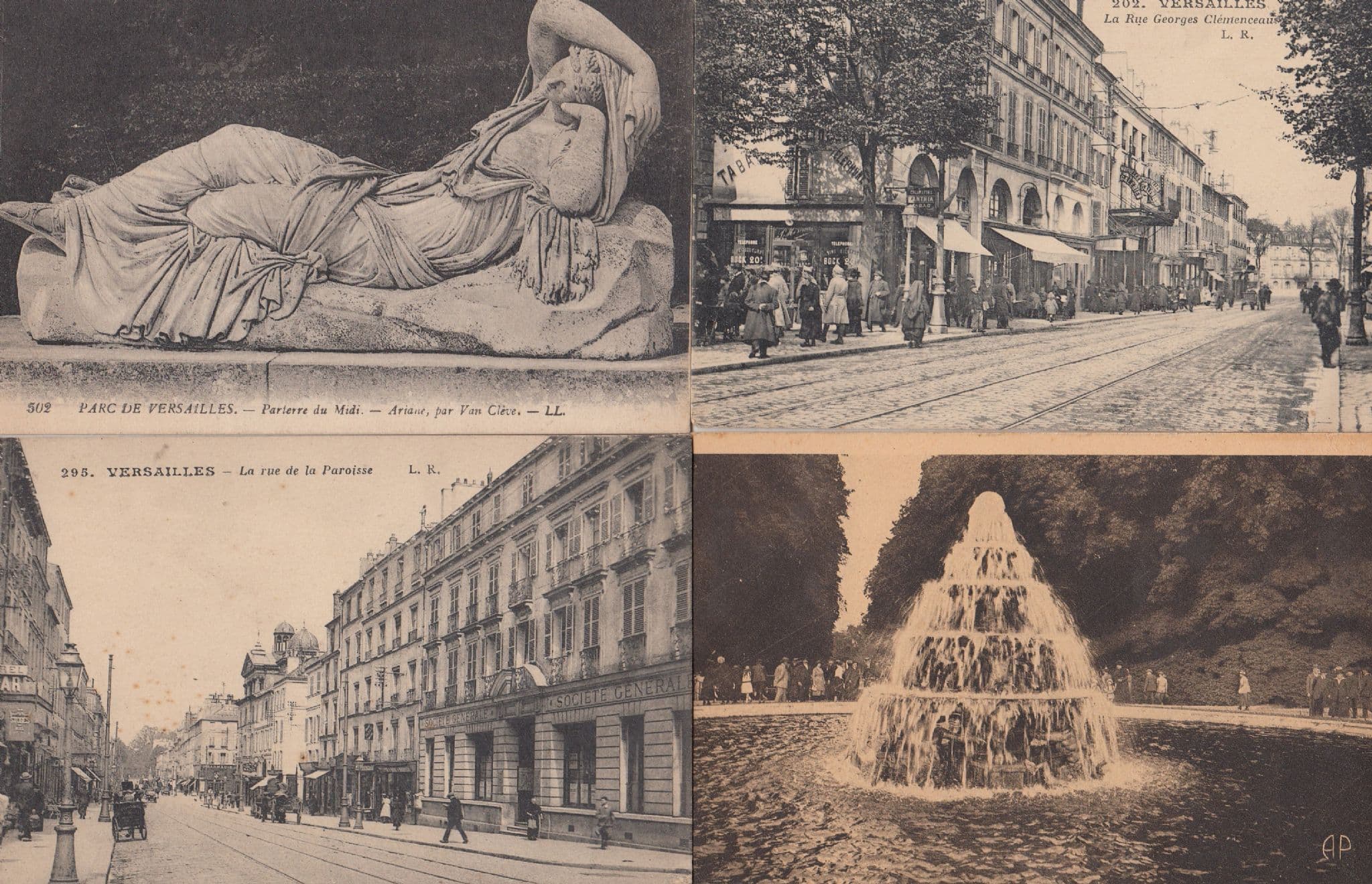 Versailles La Rue De La Paroisse Georges Clemenceau 4x Postcard s