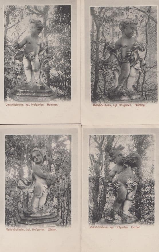 Vertschochheim Kgl Hofgarden Sommer Fruhling Herbst 4x Sculpture Statue Postcard