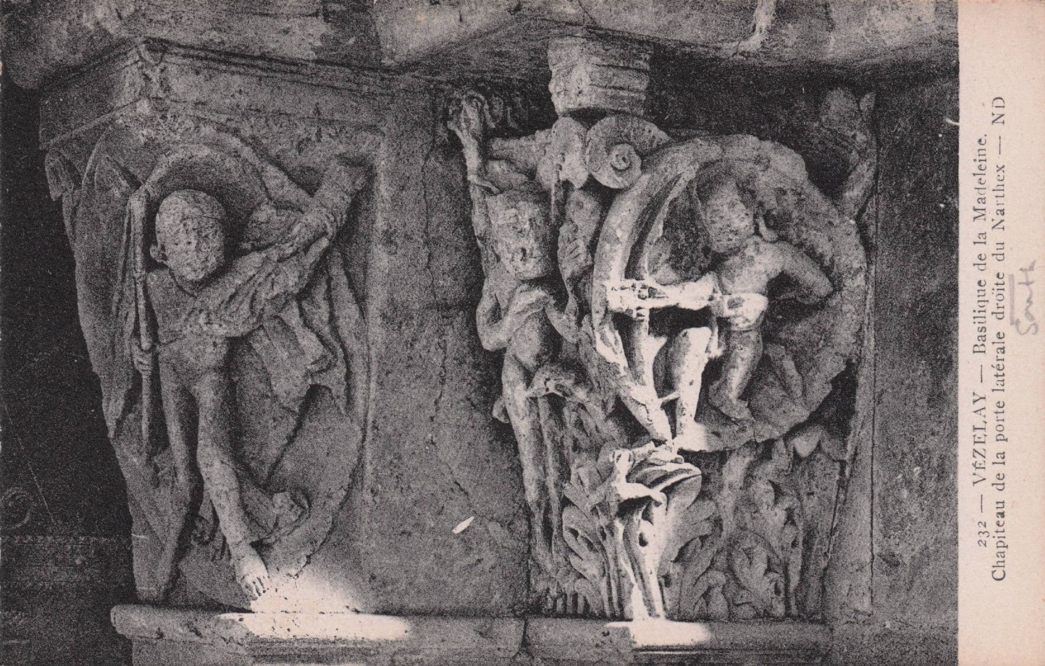 Vezelay Baselique De La Madeleine Narthex Mural Statue French Old Postcard