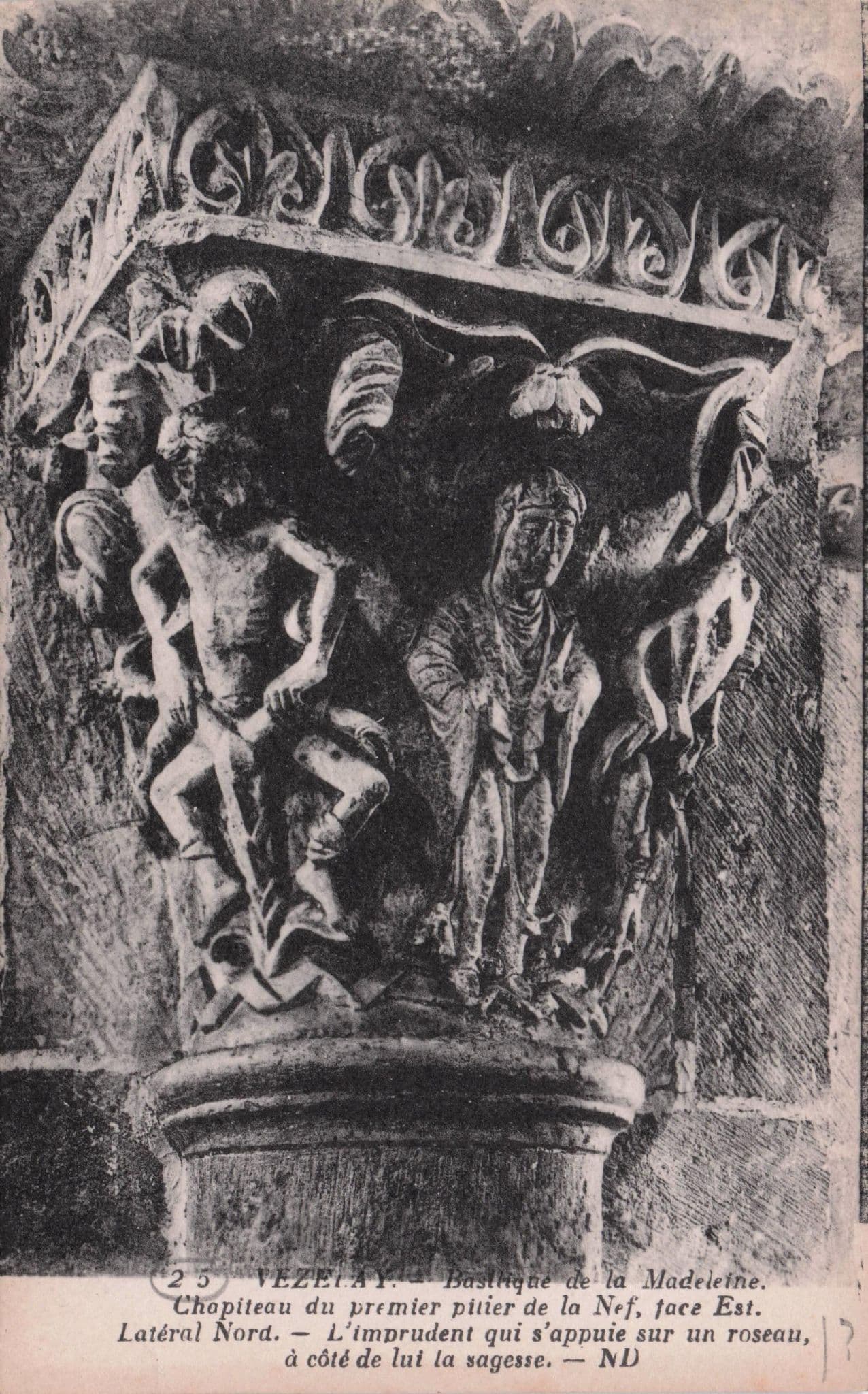 Vezelay Baselique De La Madeleine Narthex Pilier Nord Mural Statue French Old Postcard