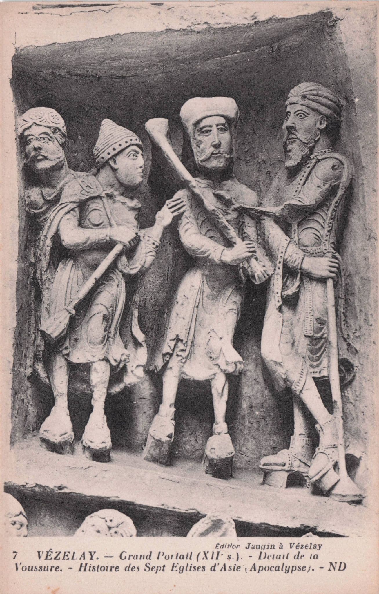 Vezelay Grand Portail Apocalypse Mural Statue French Old Postcard