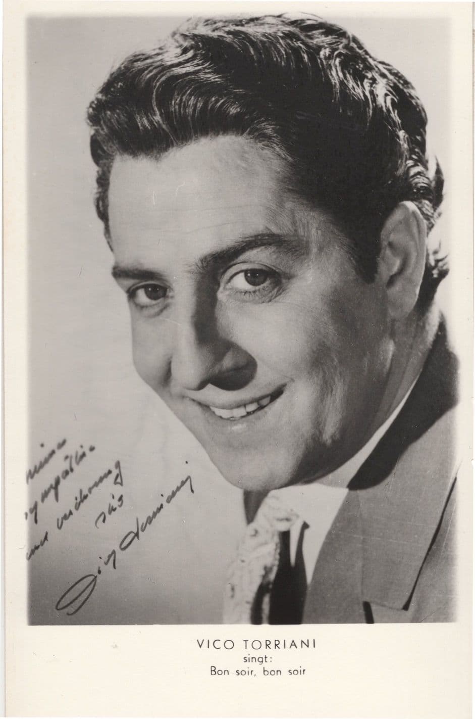 Vico Torriani Italian Pop Singer Rare Printed Signed Postcard