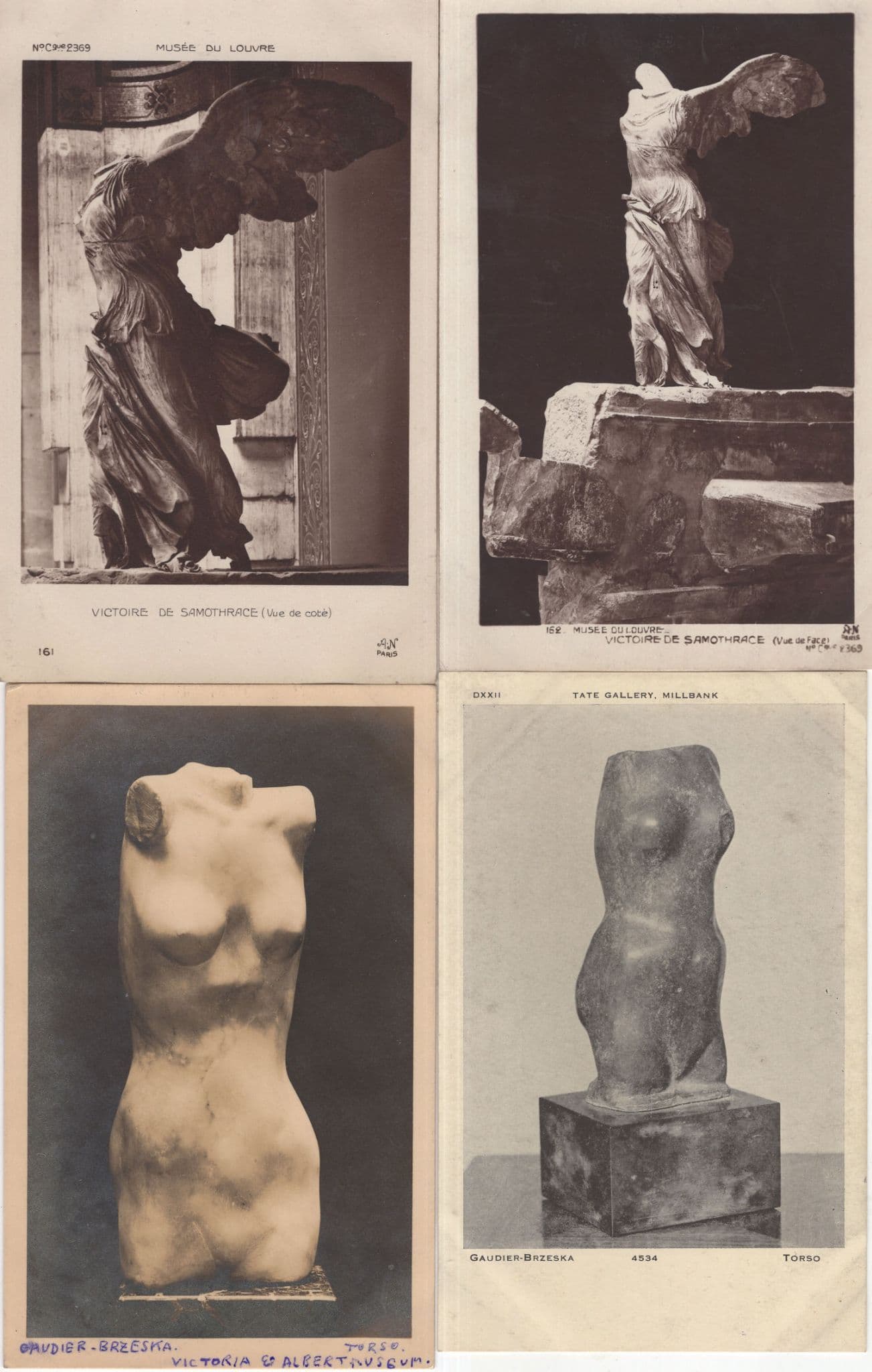 Victoire De Samothrace Egypt Gaudier Brzeska Statue 4x Old Postcard s