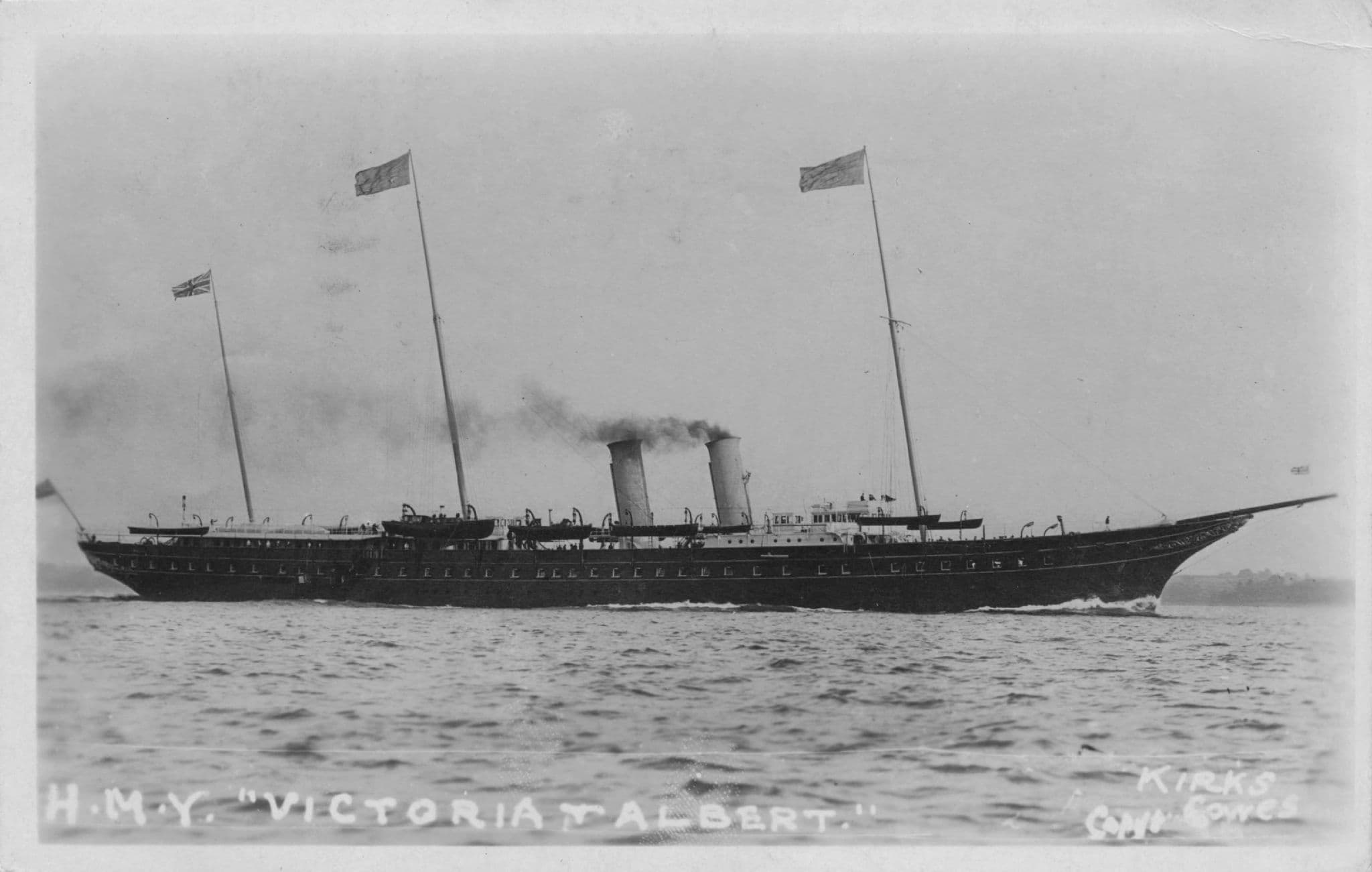 Victoria & Albert Royal Yacht Antique Kirks Cowes Real Photo Postcard