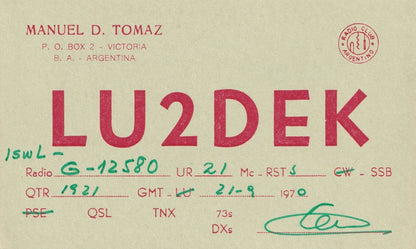 Victoria Argentina Amateur Radio QSL Card & Station Manager Postmark