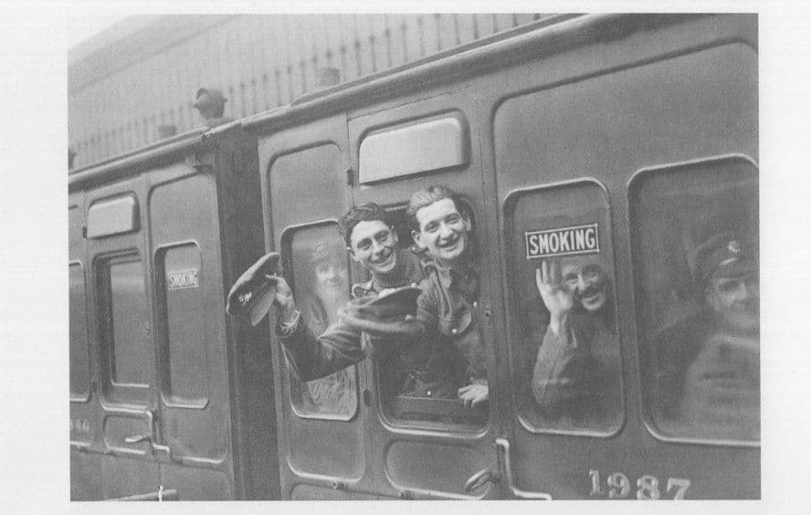 Victoria Railway Station WW1 London Army Soldiers Waving Postcard