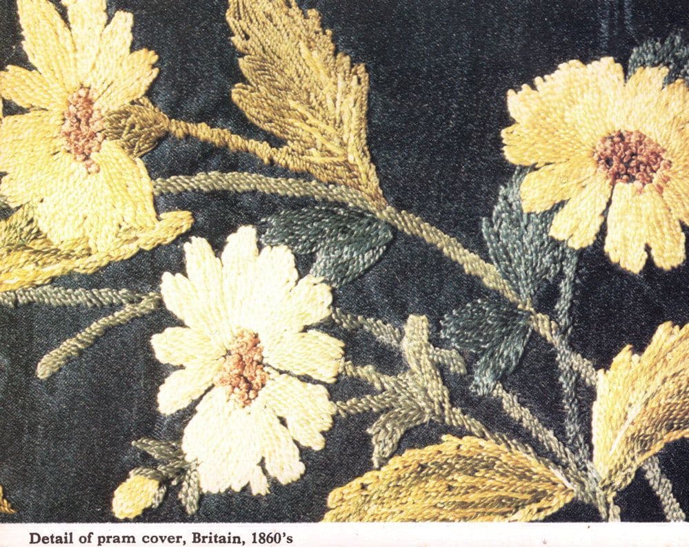 Victorian 1800s Floral Pram Cover Embroidery Postcard