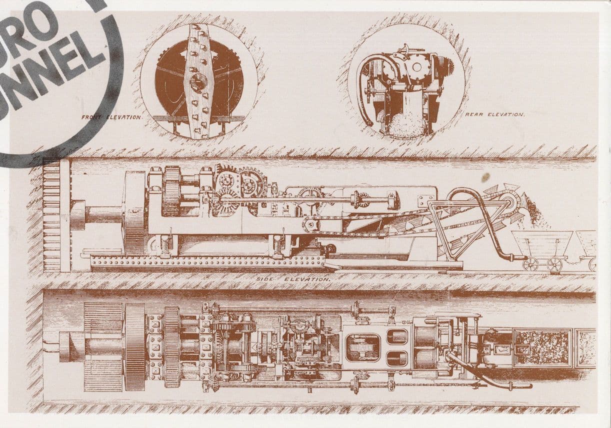 Victorian Air Boring Machine Channel Tunnel Painting Postcard