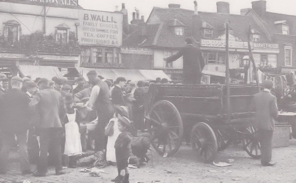 Victorian Cattle Auctions at Romford Essex Market Postcard
