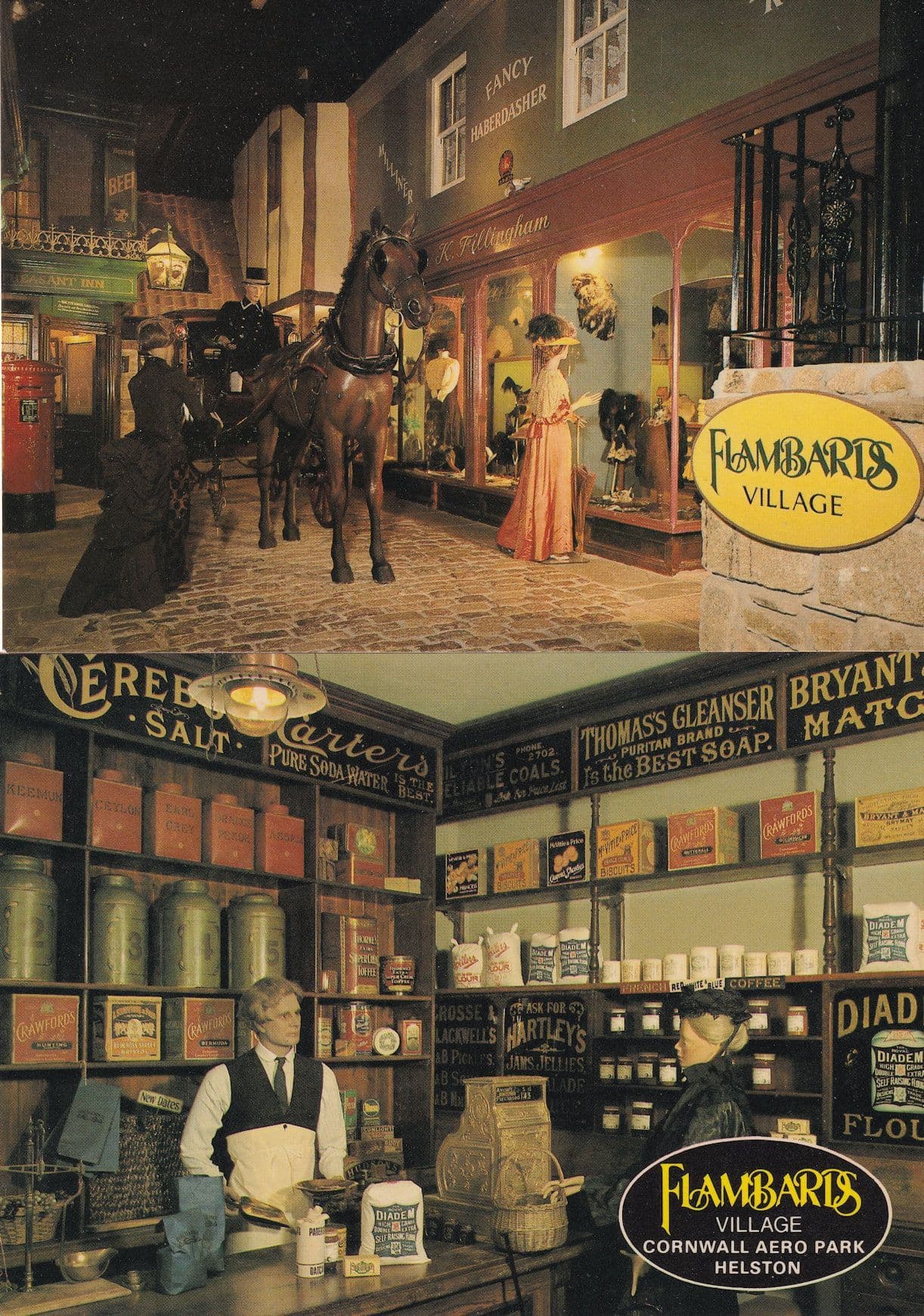 Victorian Chemist Haberdasher Flambards Aero Park Cornwall 2x Postcard s