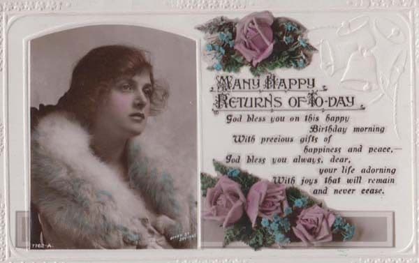 Victorian Fur Coat Happy Birthday Pictures Of Today Antique Greetings Postcard