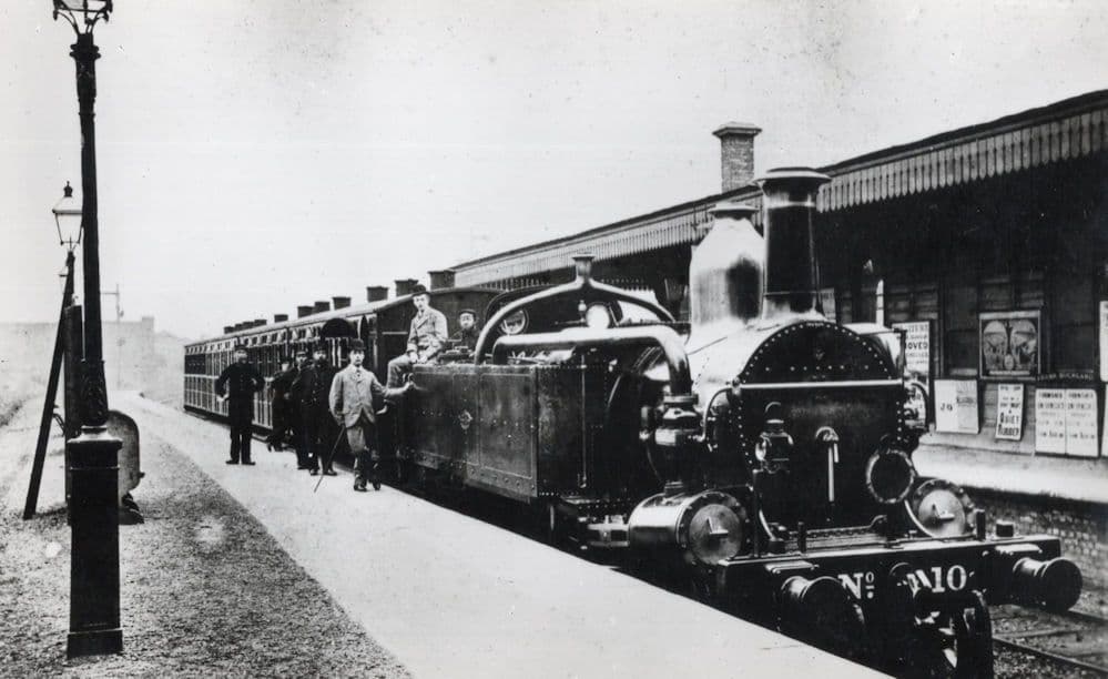 Victorian London District Train in 1876 at Station Photo Postcard