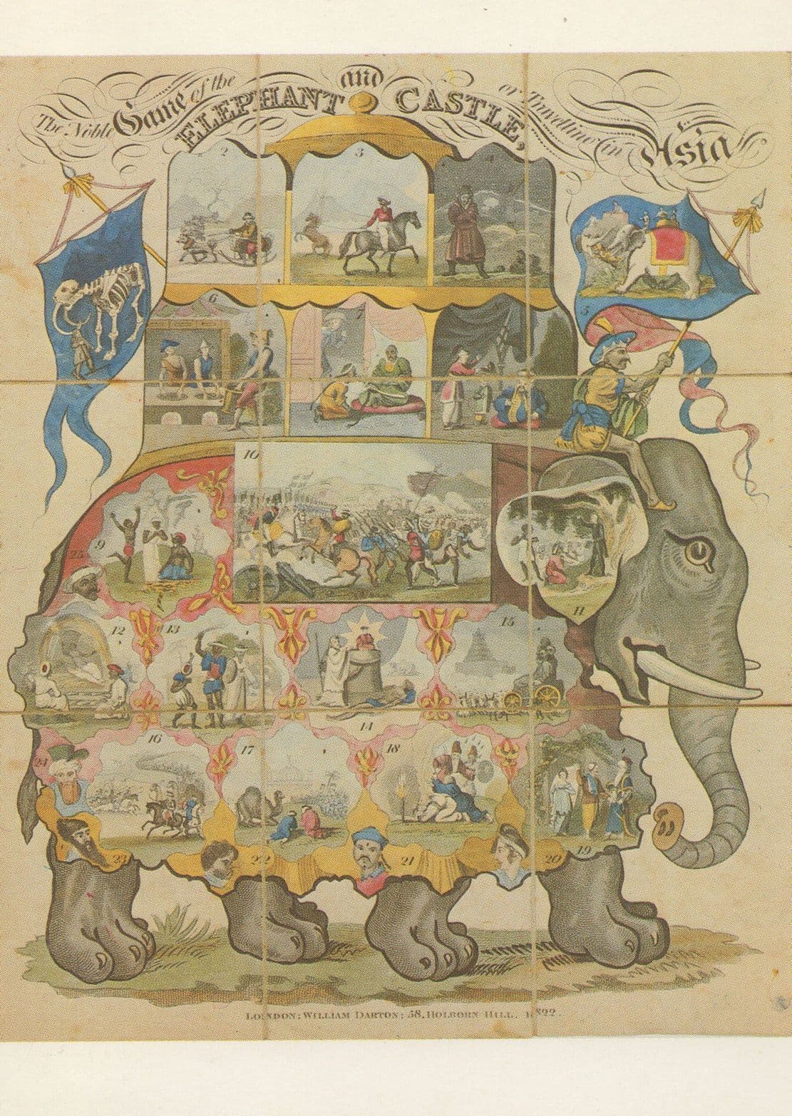 Victorian Noble Riddle Game Of Elephant & Castle Tube Train Postcard