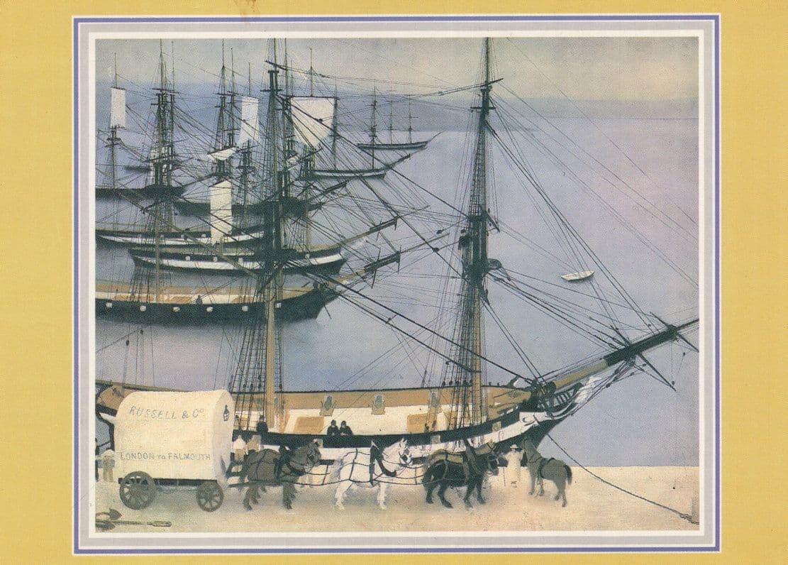 Victorian Royal Mail Packets Arriving at Falmouth Painting Postcard