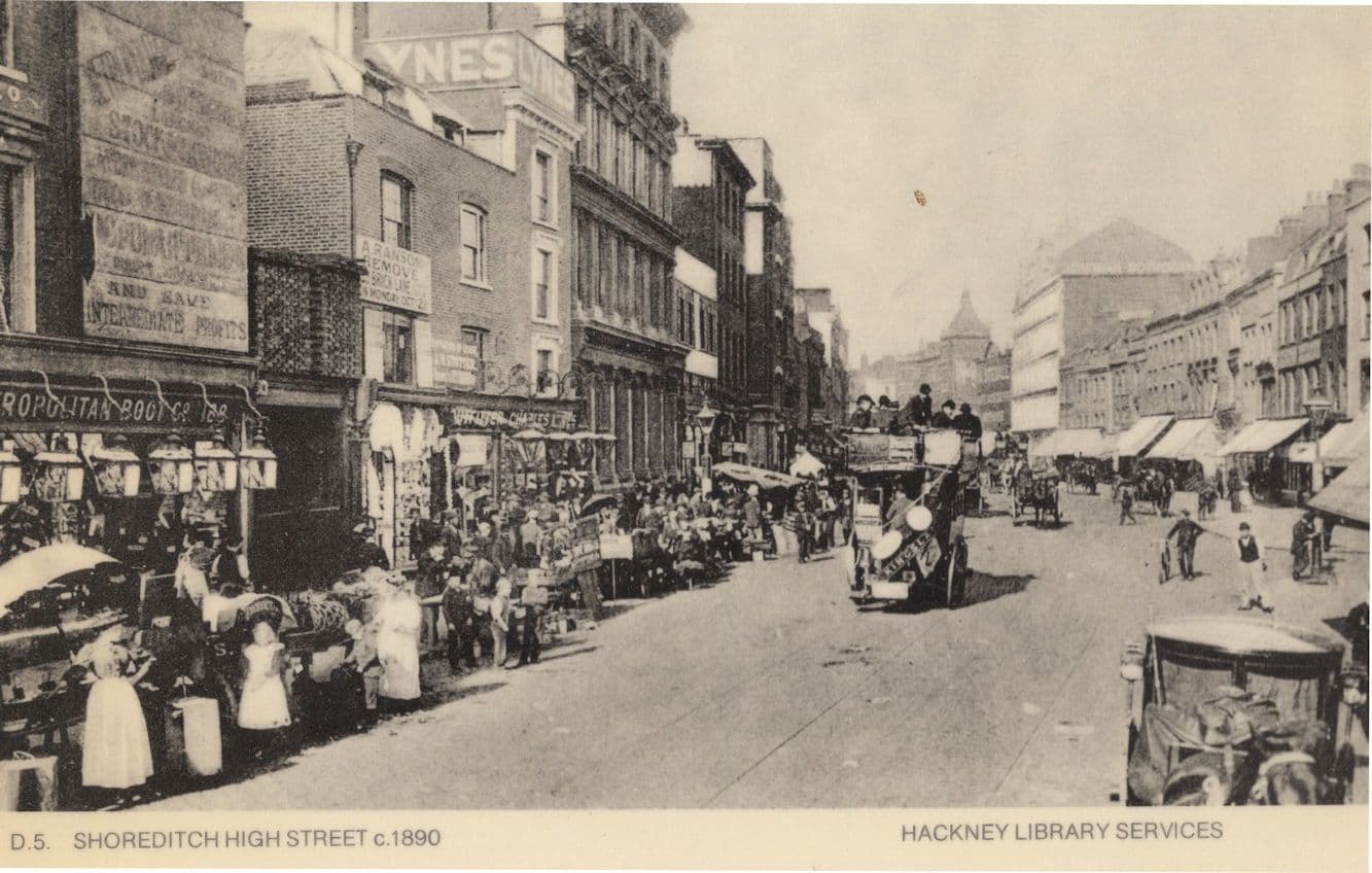 Victorian Shoreditch High Street Market Hackney Postcard
