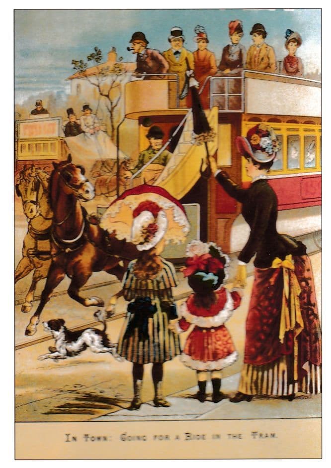 Victorian Trams Bus Going For A Ride In The Tram Advertising Postcard