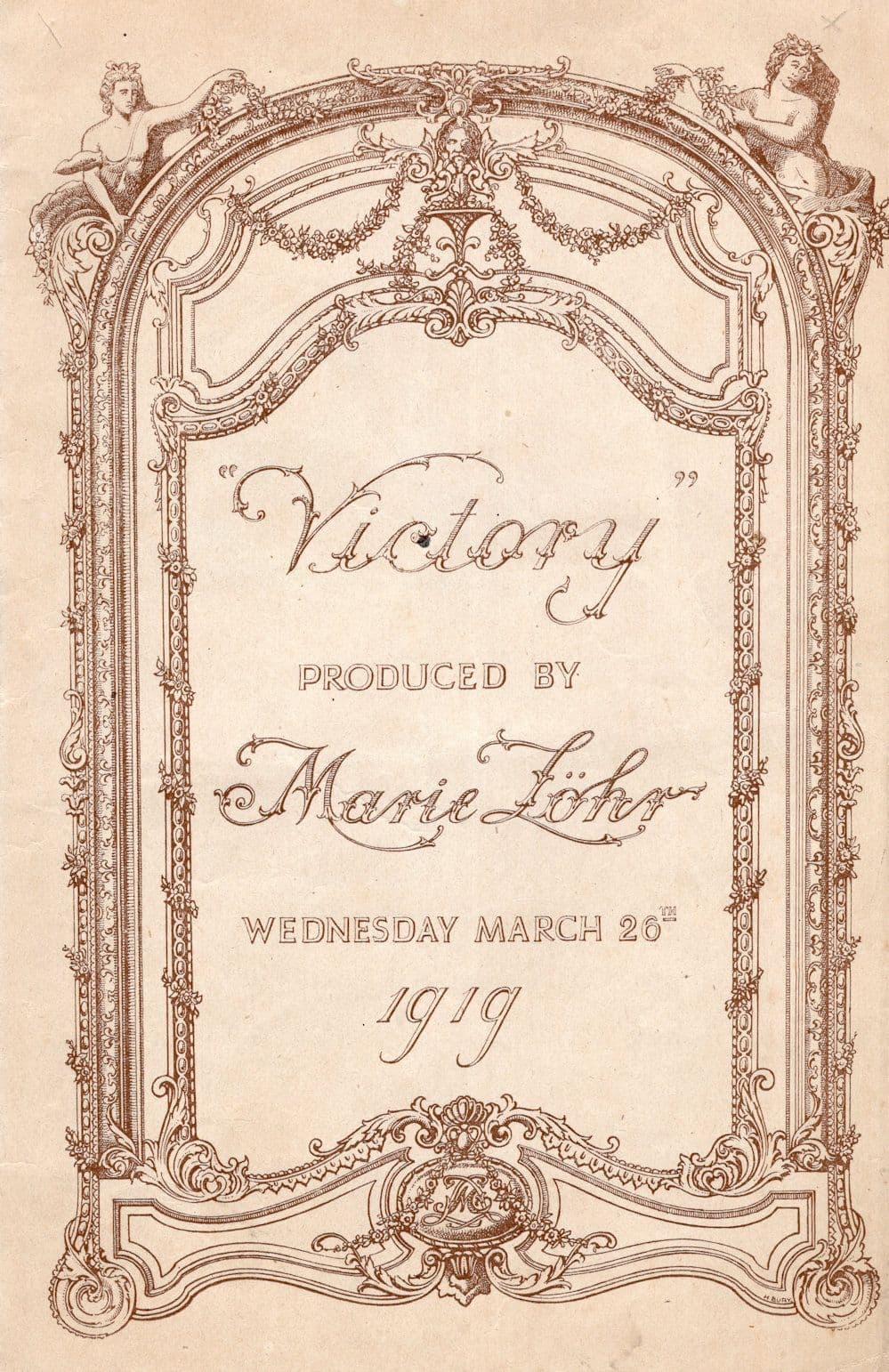 Victory by B Macdonald Hastings Marie Lohr Java 1919 Theatre Programme
