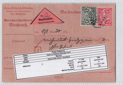 Viechtach Court Clerk Germany Antique Legal Receipt Postcard