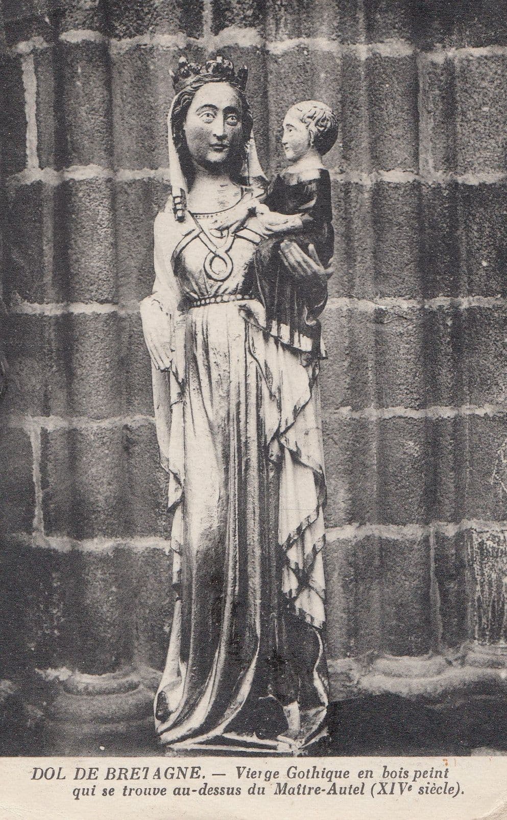 Vierge Gothique Dol Do Bretagne Maitre Autel French Religious Postcard