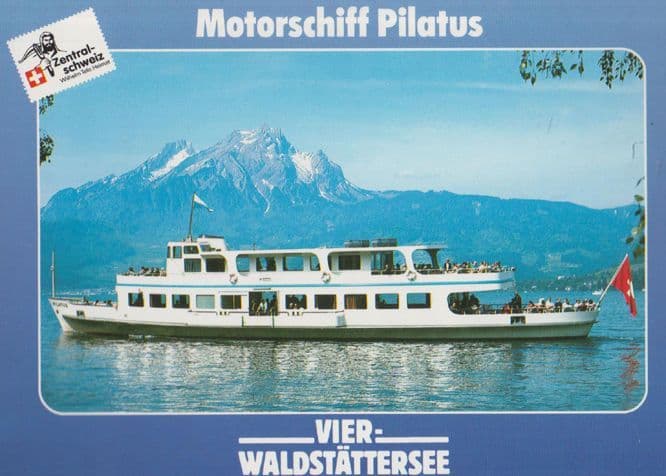 Vierwaldstattersee Pilatus Rigi German Cruise Ship Liner Postcard
