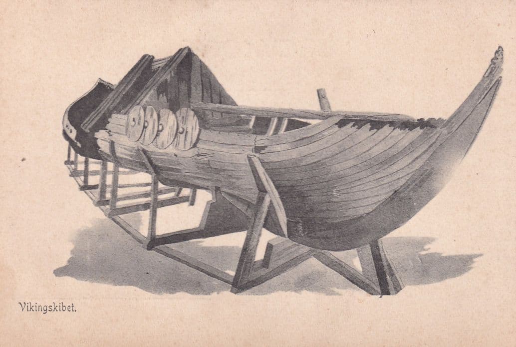 Vikingskibet Norway Viking Ship Antique Postcard