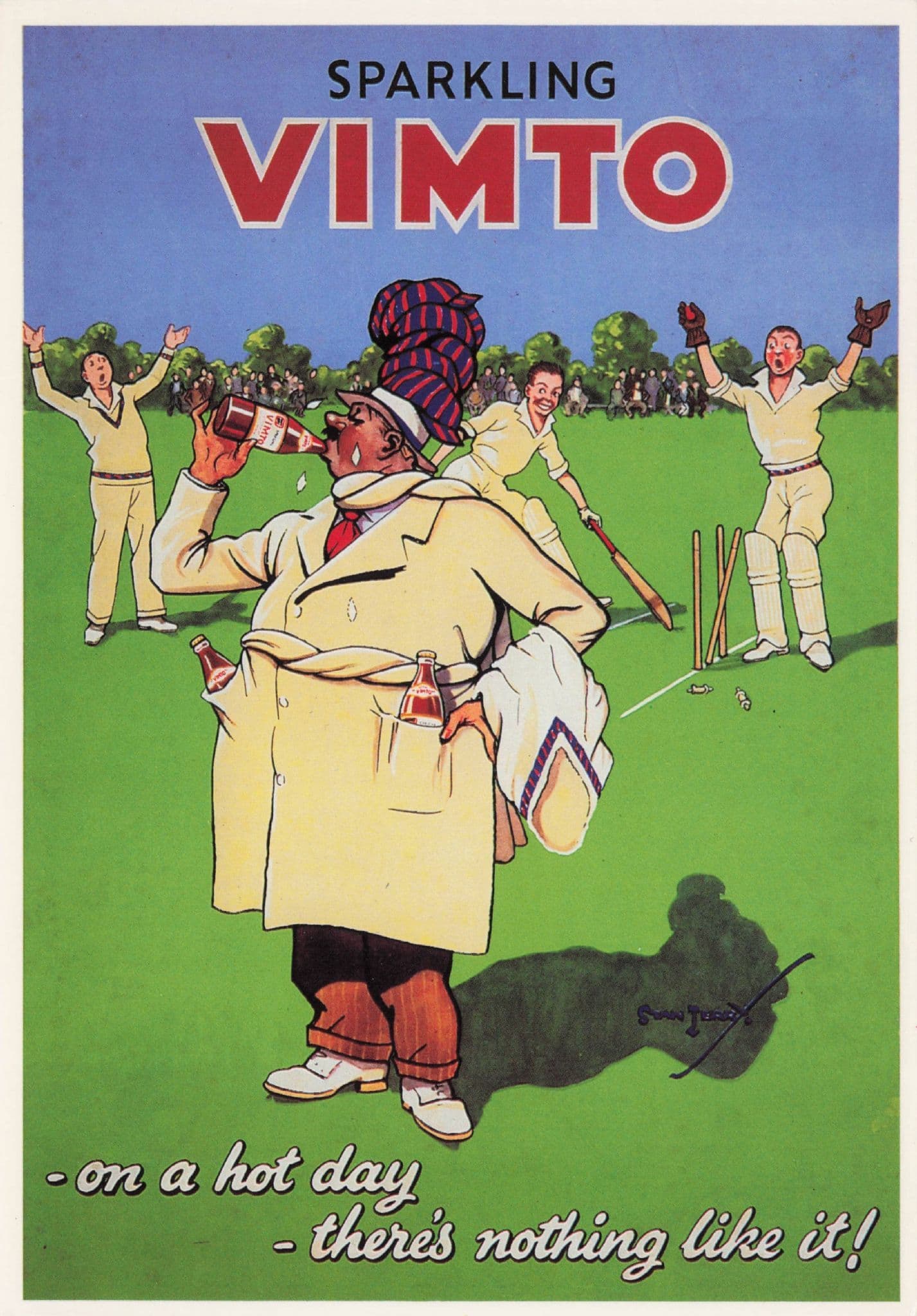 Vimto Drinks Umpire Comic Sparking Drinks Art Illustrator Postcard