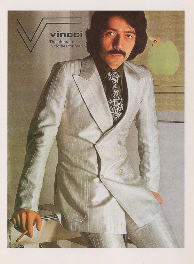 Vincci 1970s Mens Grey Office Suit Advertising Fashion Postcard