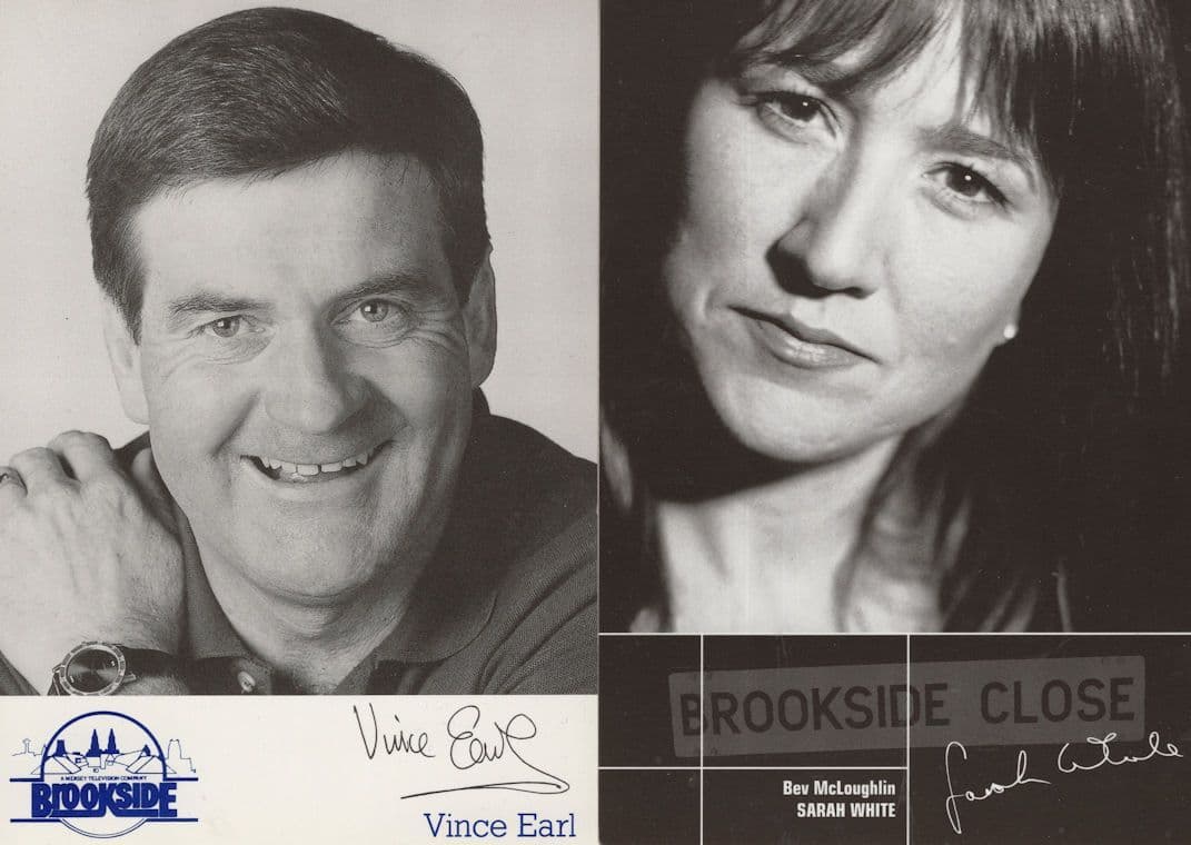 Vince Earl Sarah White 2x Brookside Printed Signed Cast Card s