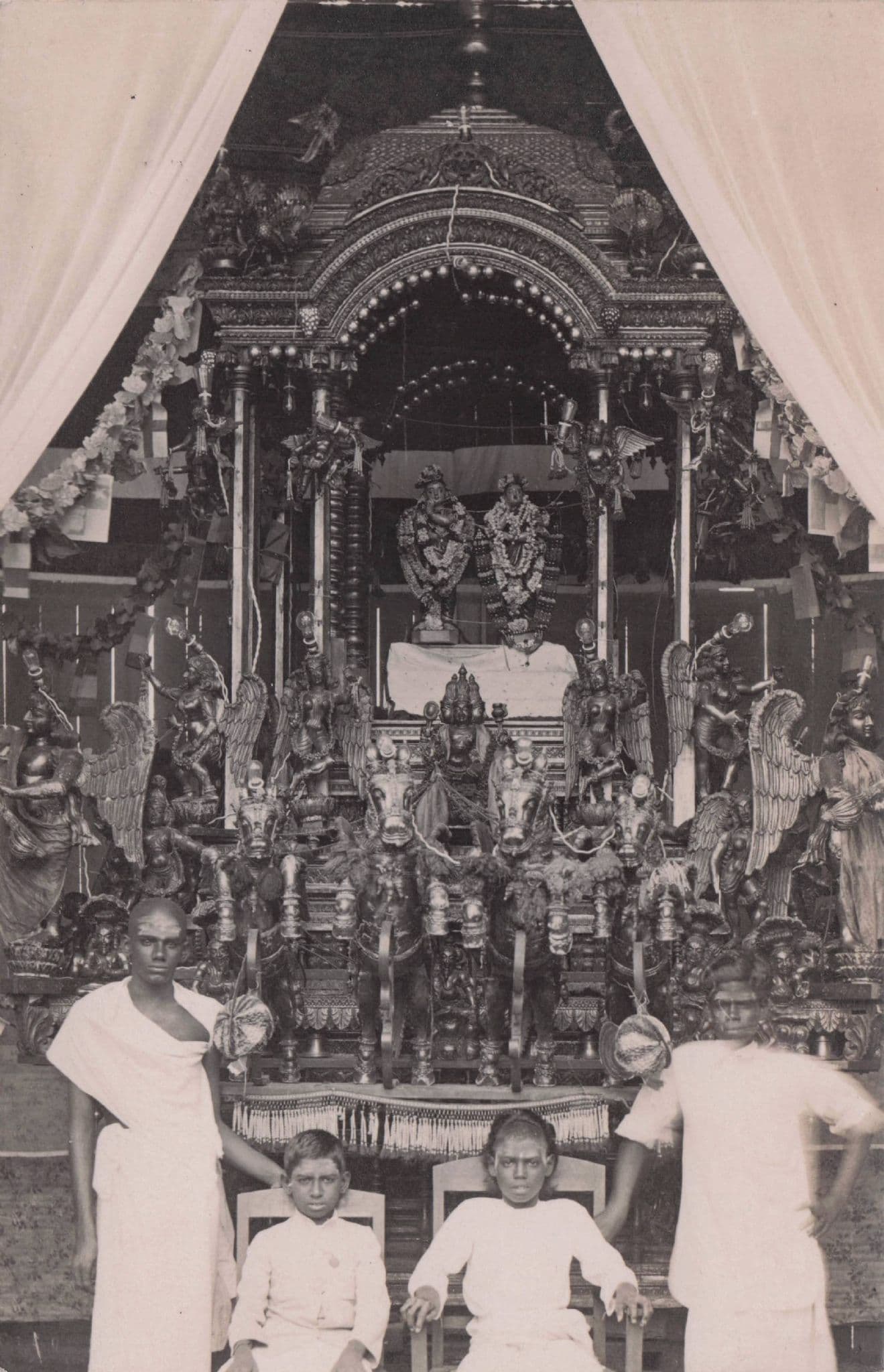 Vintage Chinese China Temple Shine Real Photo Rare Postcard