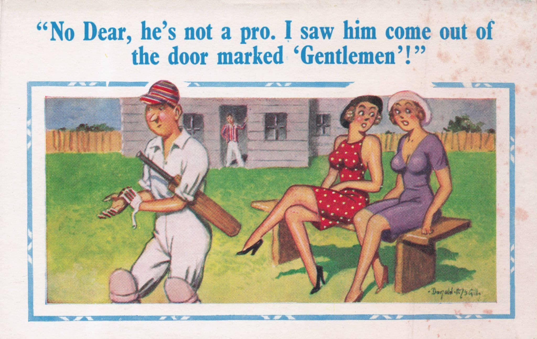 Vintage Cricket Pavilion Toilet Cricketer Old Comic Postcard