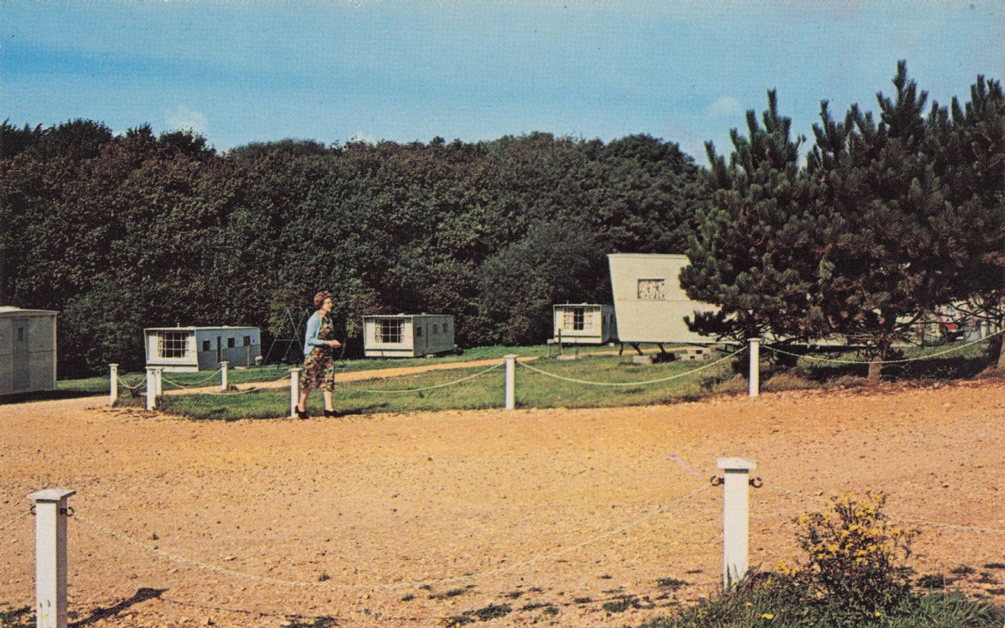 Vintage Old Caravan Site at Milford On Sea Hampshire Rare 1970s Postcard