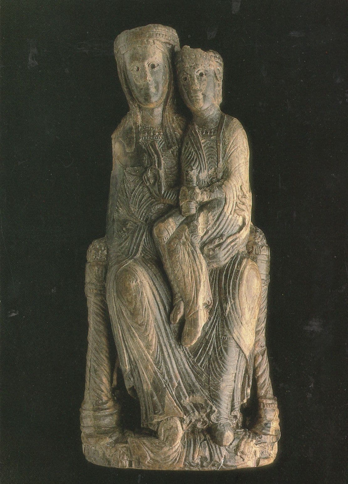Virgin & Child in Walrus Ivory Statue V&A London Museum Postcard