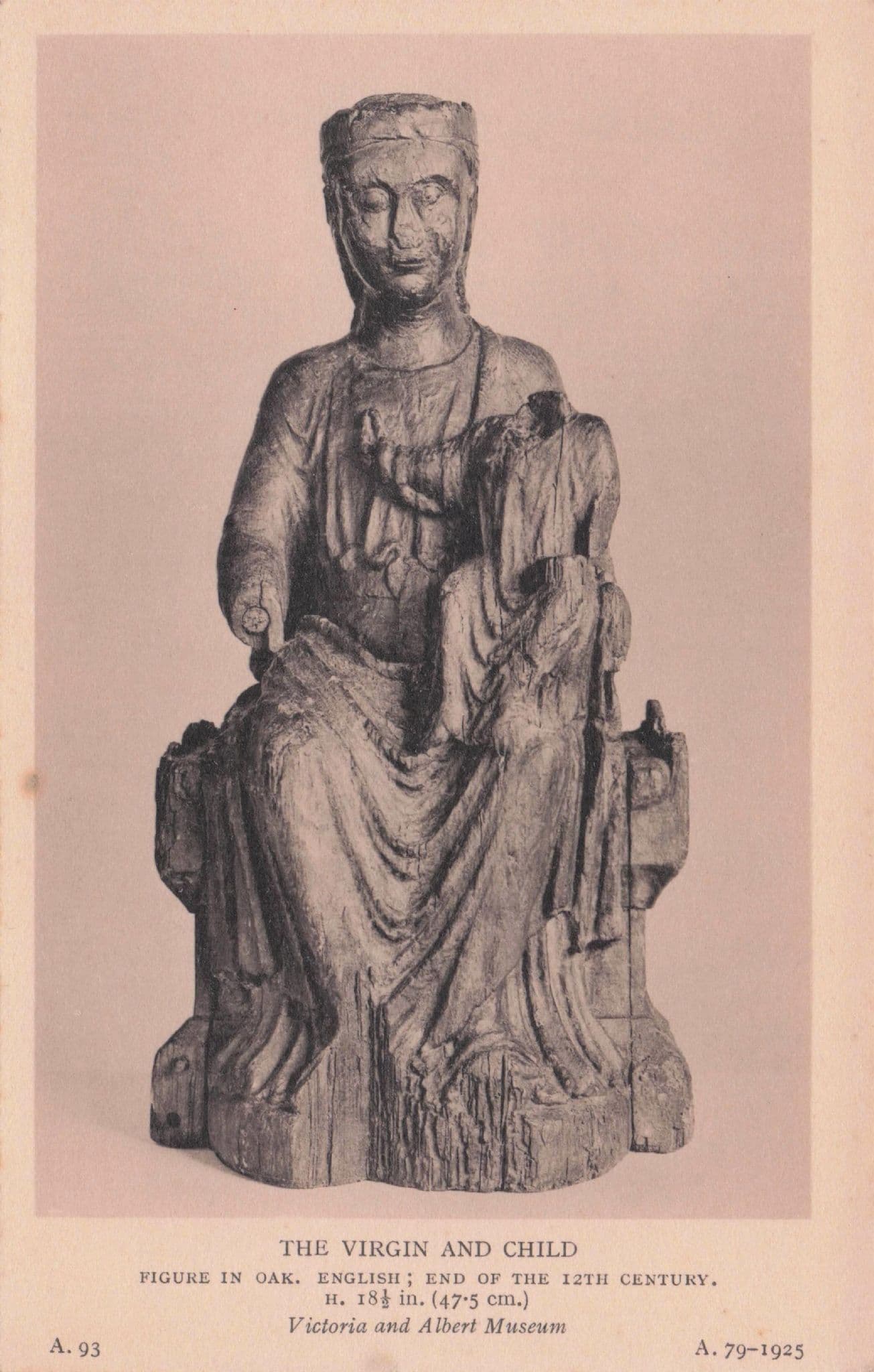 Virgin & Child Madonna Antique V&A Museum London Oak Statue Postcard